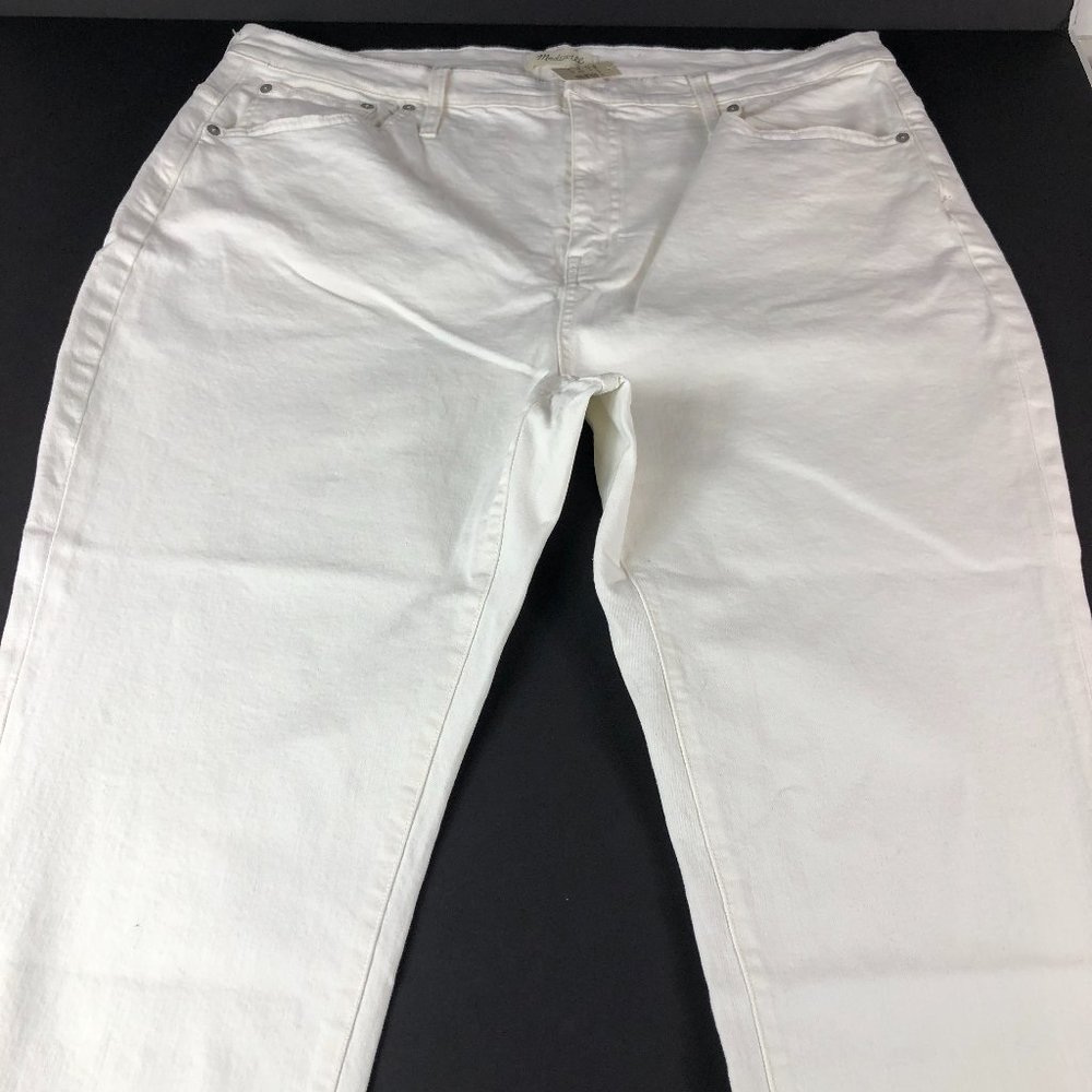 Madewell Jeans Women 35 Petites High Rise Slim Crop Boy Jean White Stretch Denim